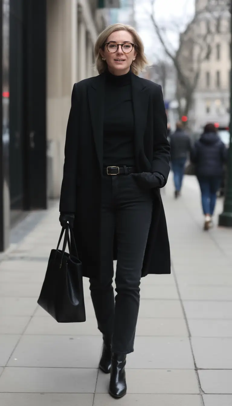 2025 casual fall fashion outfits for women 50+ All Black with Sharp Precision