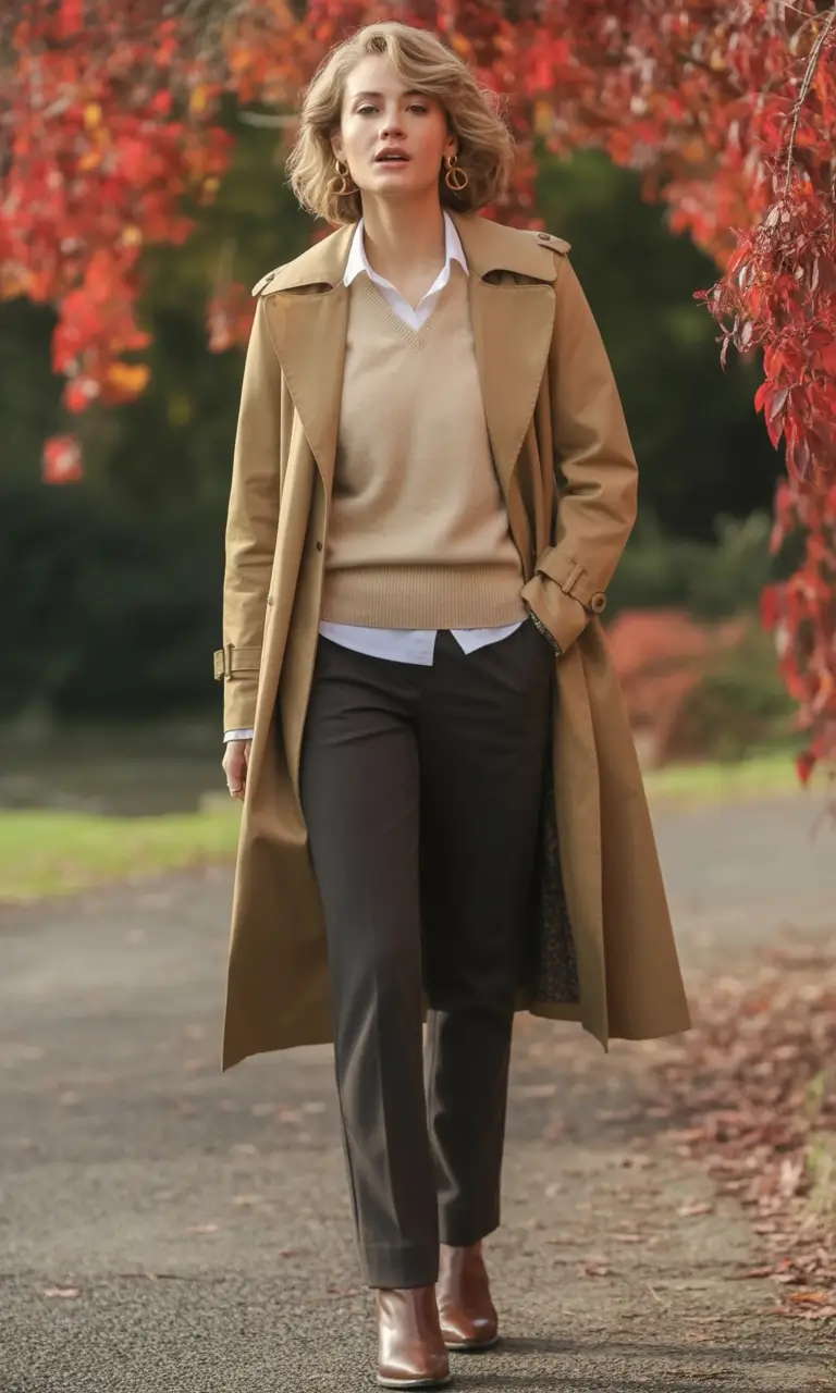 2025 casual fall fashion outfits for women 50+ Golden Layers for a Walk Among Leaves