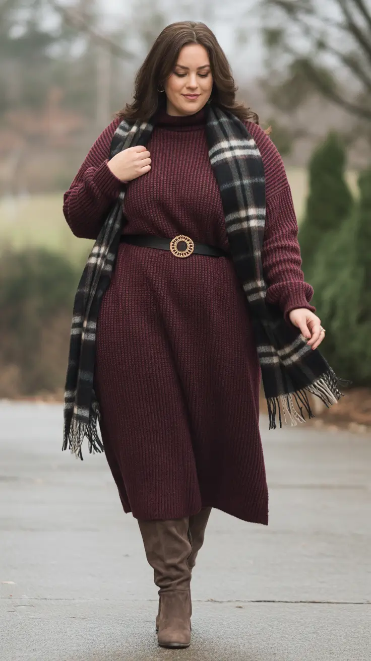 2025 Fall Fashion for Plus Size Women Cozy Knit Dress with Soft Charm