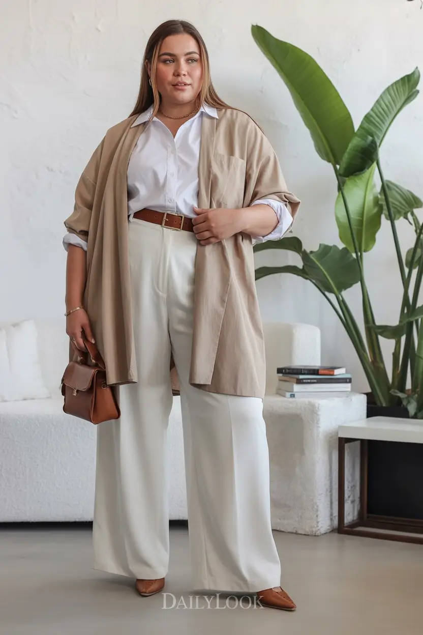 2025 Fall Fashion for Plus Size Women Neutral Balance: Soft Structure Meets Smart Style