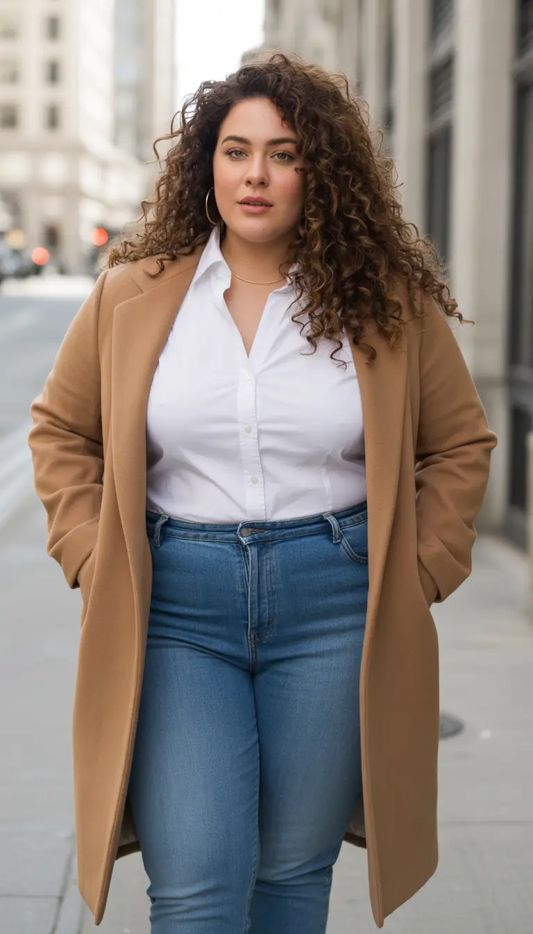 2025 Fall Fashion for Plus Size Women Denim and Camel: The Everyday Hero
