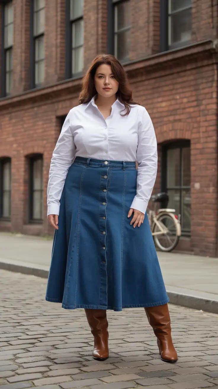 2025 Fall Fashion for Plus Size Women Denim A-Line for Classic Fall Feels