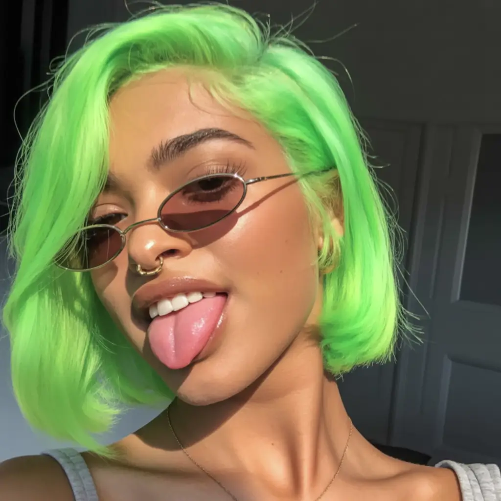 August hair color+Neon Lime Bob for the Brave