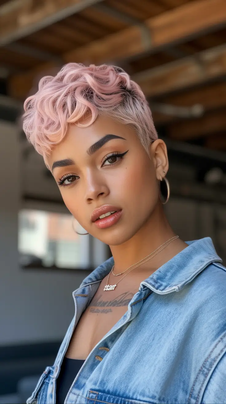 August hair color+Pastel Fade with Sculpted Baby Curls