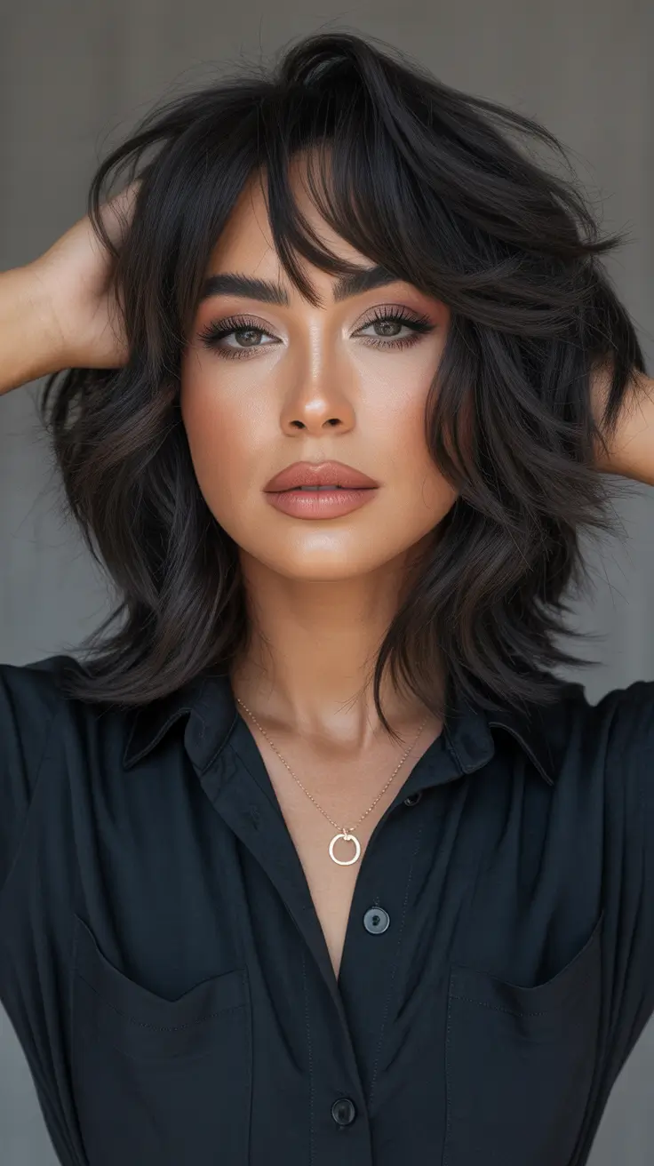 August hair color+Chic Shag Layers with Espresso Depth