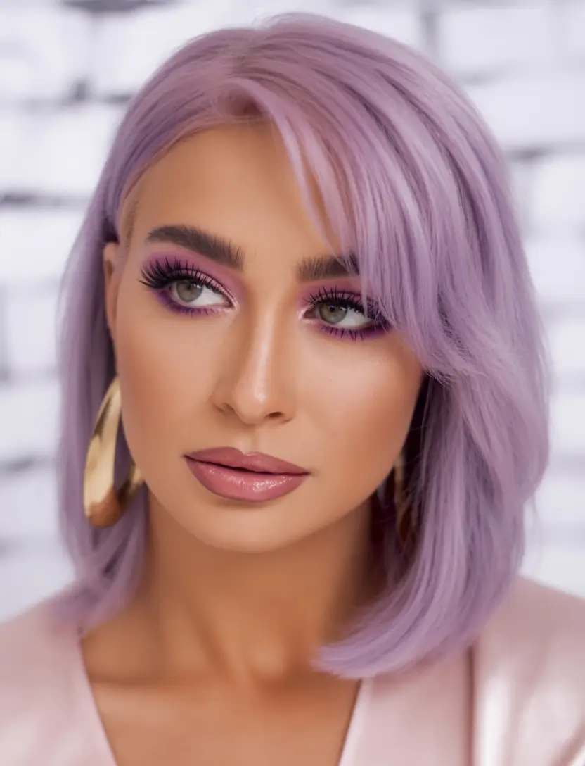 August hair color+Dusty Lavender with Power Bob Shape