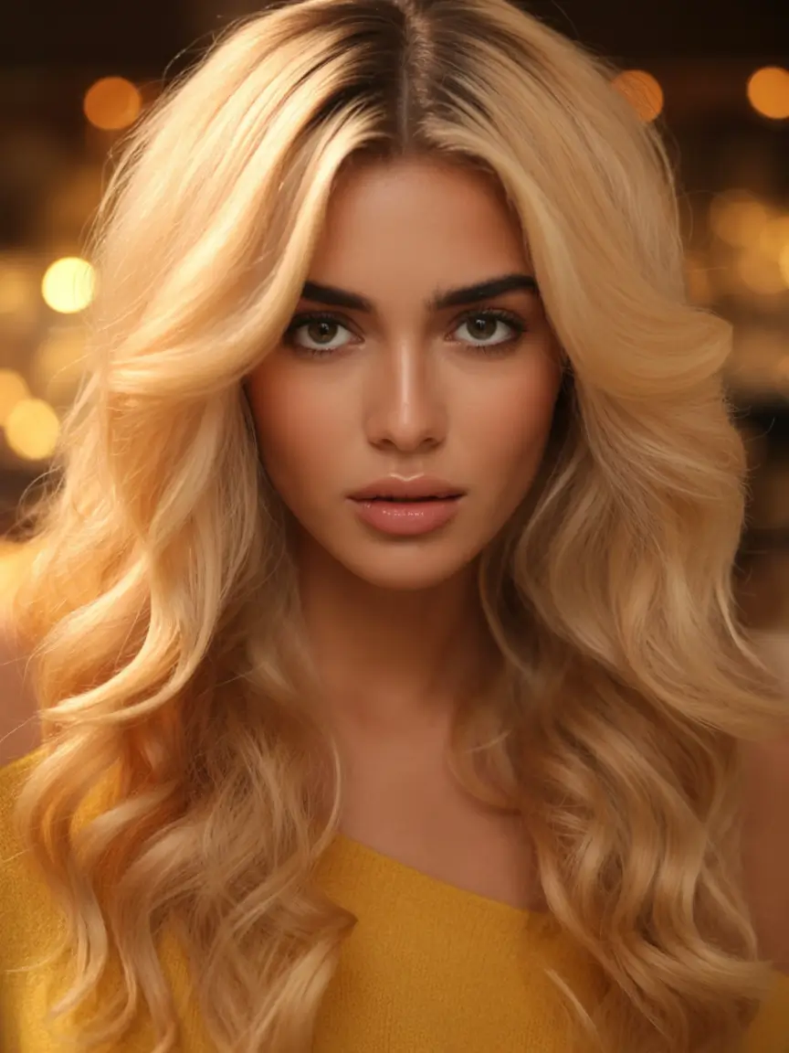 August hair color+Candlelit Gold with Retro Curls