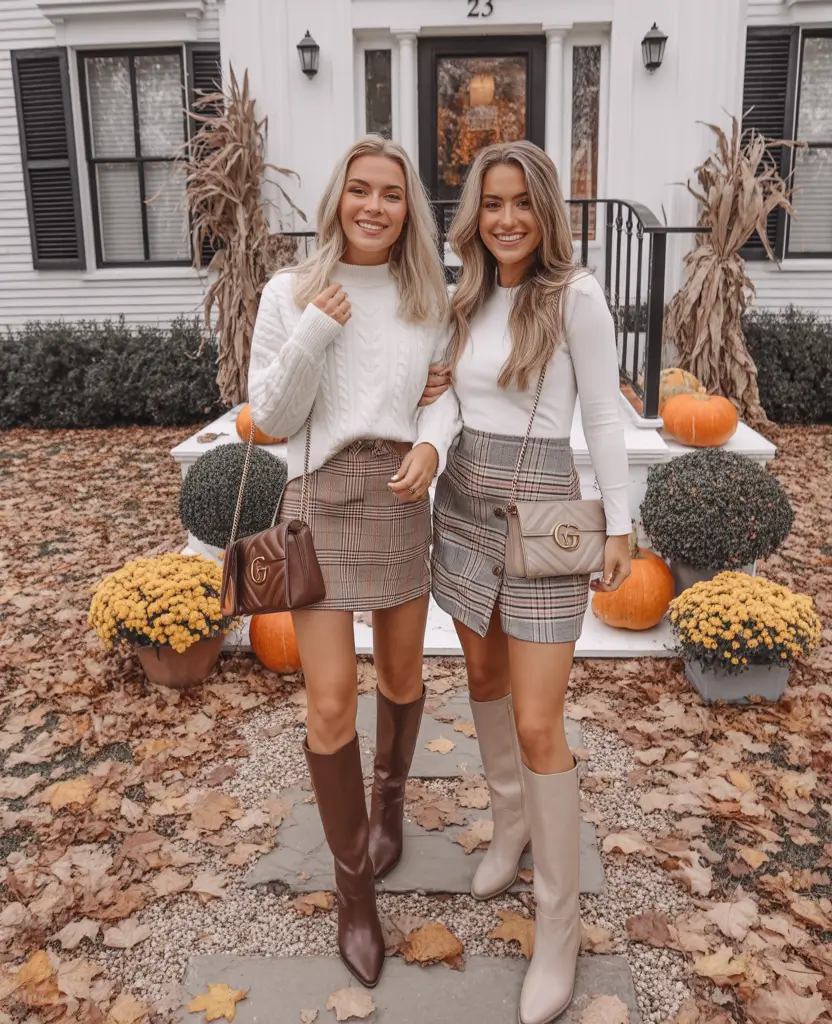 cute fall outfits for women 2025 Plaid Sisters & Pumpkin Season