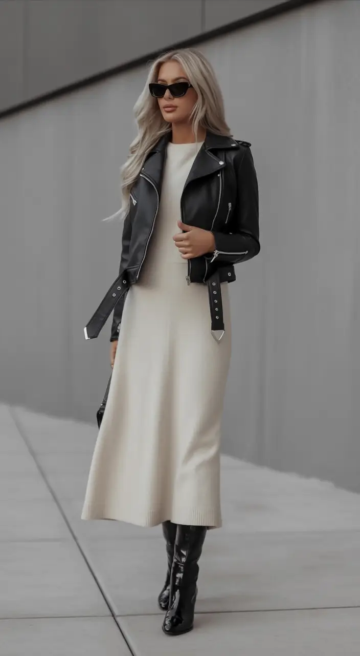 2025 trends casual Leather & Ivory: The Edgy Minimalist