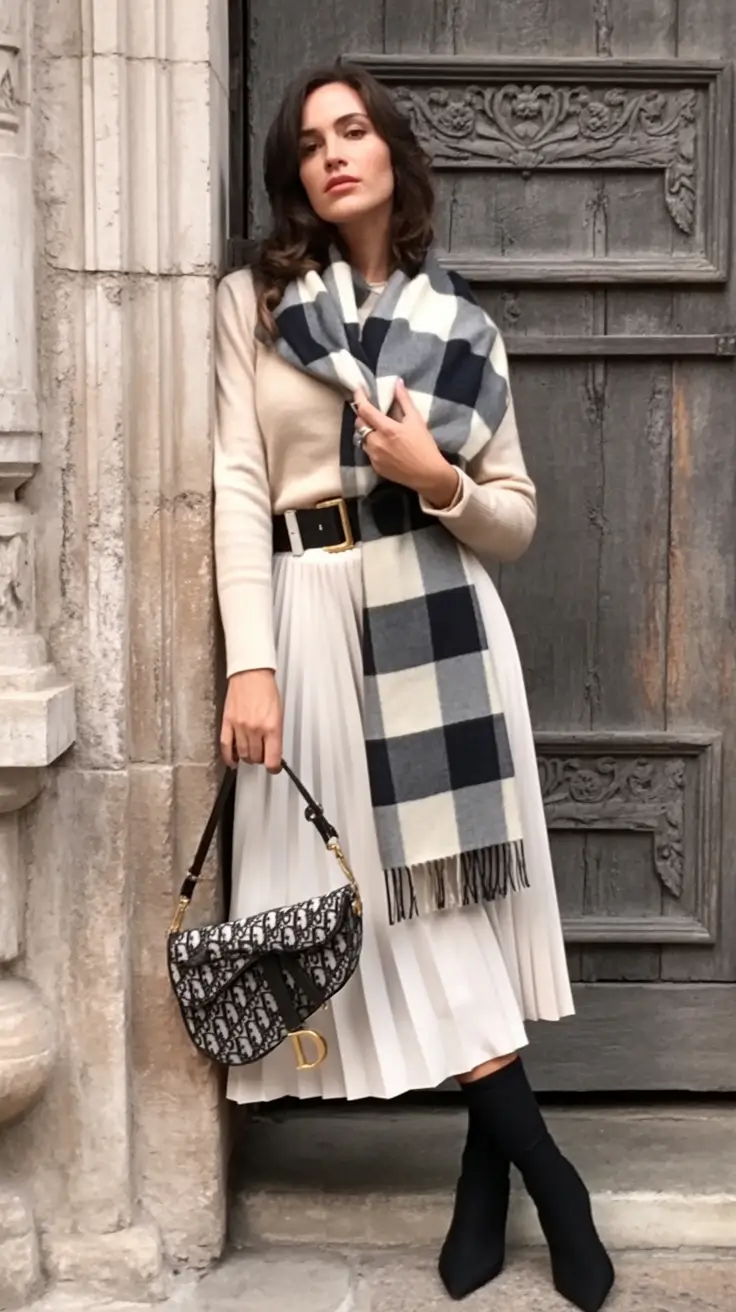 aesthetic Parisian Pleats & Monochrome Neutrals