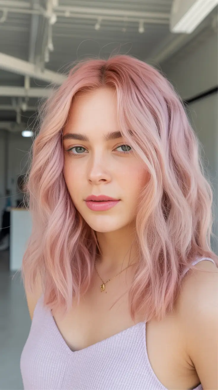 Fall hair color for blondes Pastel Rosé Glow