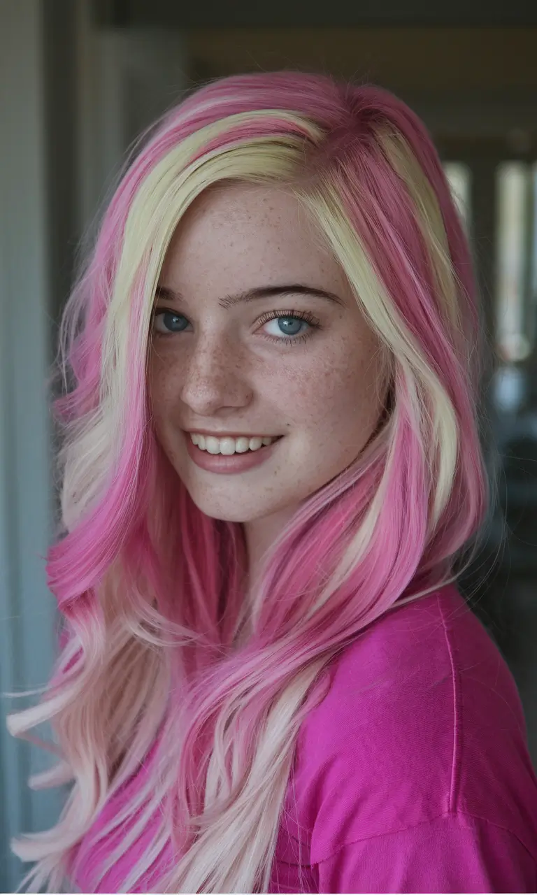 Fall hair color for blondes Pop Barbie Blonde with Fuchsia Punch