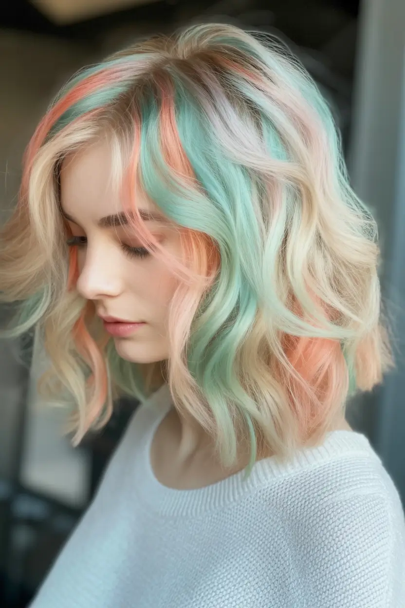 Fall hair color for blondes Playful Pastel Pop