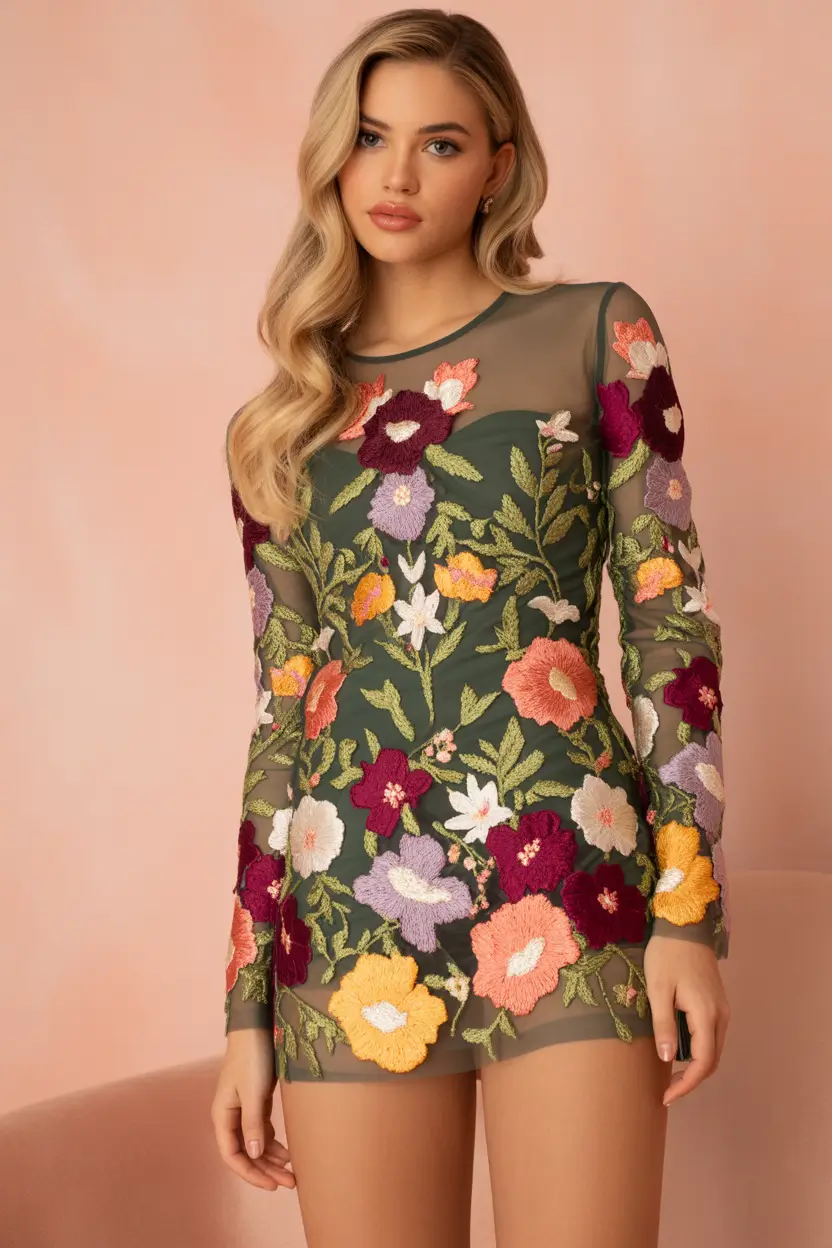 Cute Birthday outfits for Fall 2025 Celebrations+Botanical Embroidery in Forest Jewel Tones