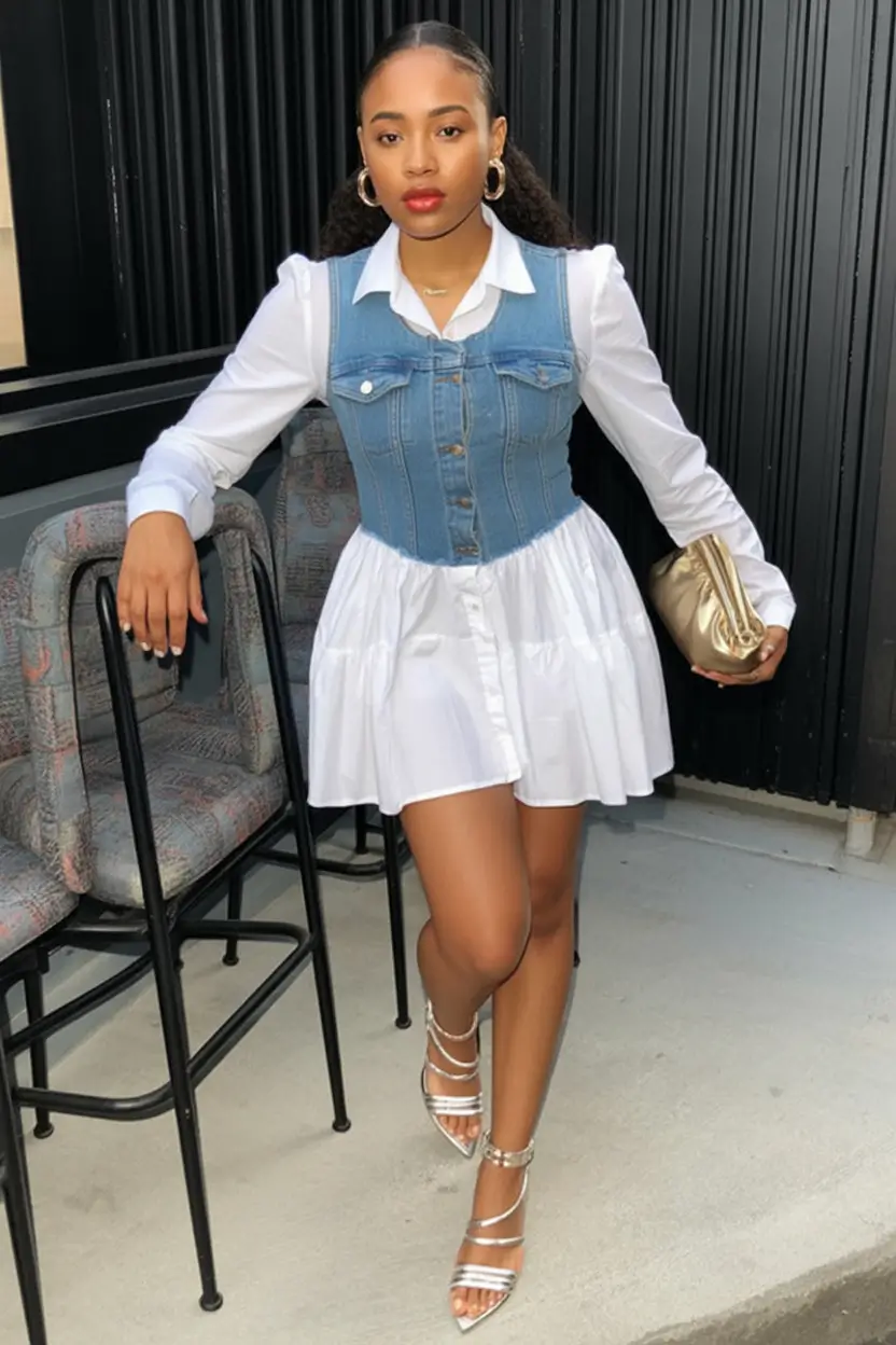 Cute Birthday outfits for Fall 2025 Celebrations+Denim Corset Chic with Golden Glam