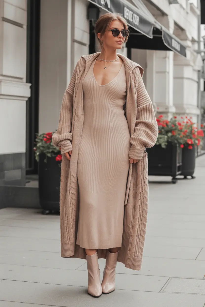 cute fall outfits for women 2025 Effortless Knit Glamour in Monochrome