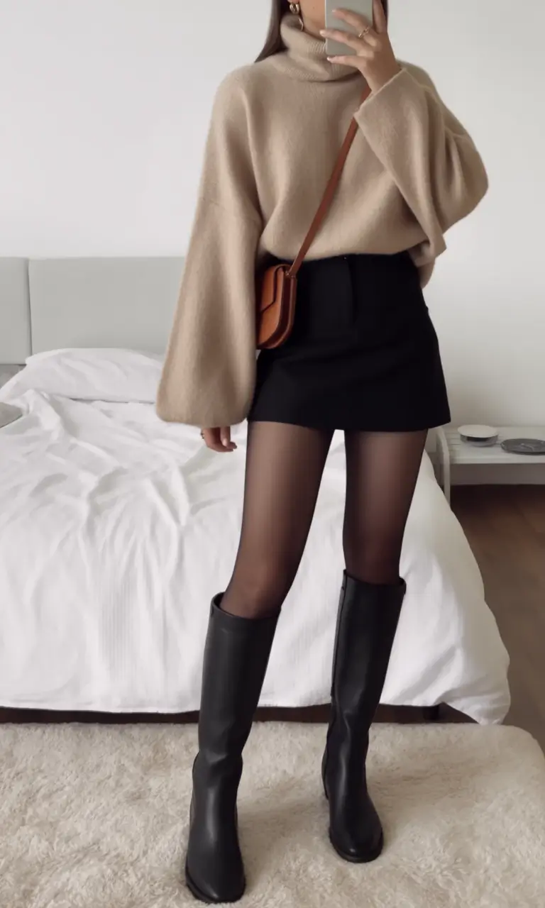 cute fall outfits for women 2025 Muted Neutrals with a Leggy Twist