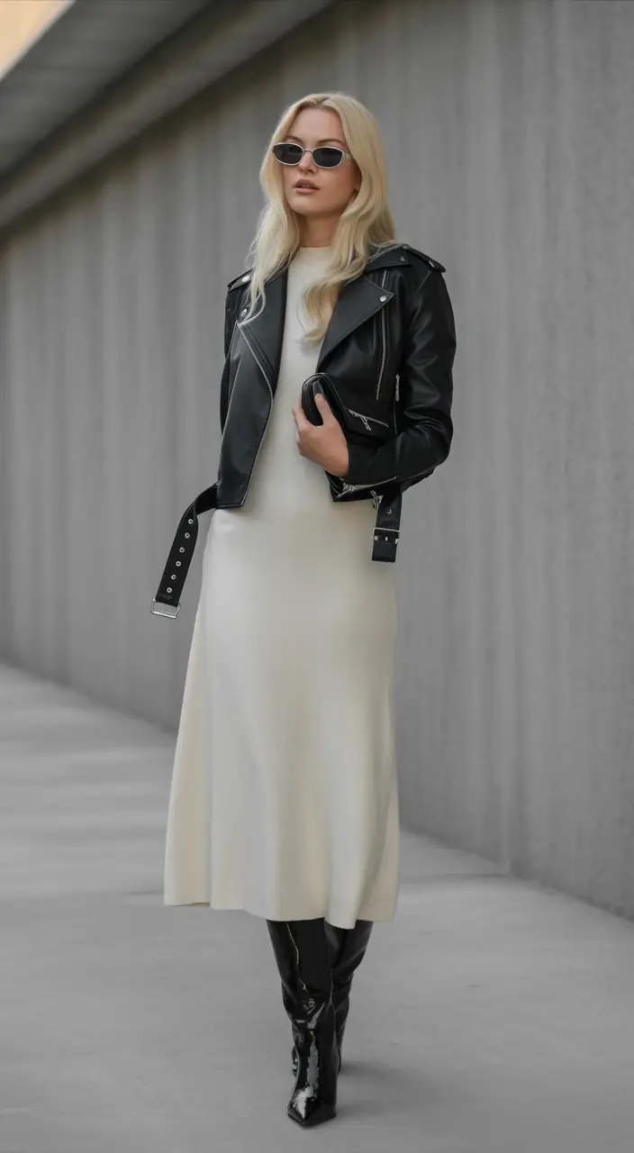 cute fall outfits for women 2025 Soft Edge in Monochrome Leather