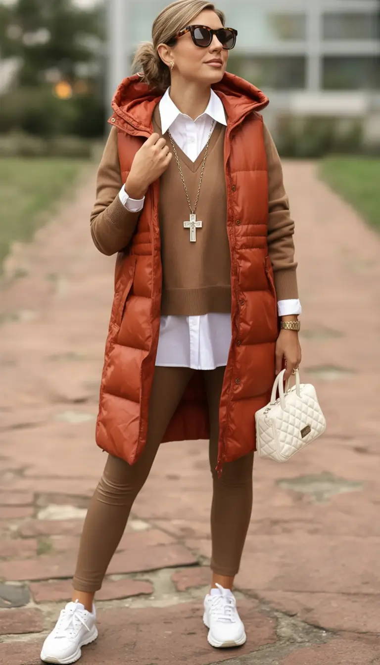 cute fall outfits for women 2025 Puffer Vest Street Style Meets Office Casual