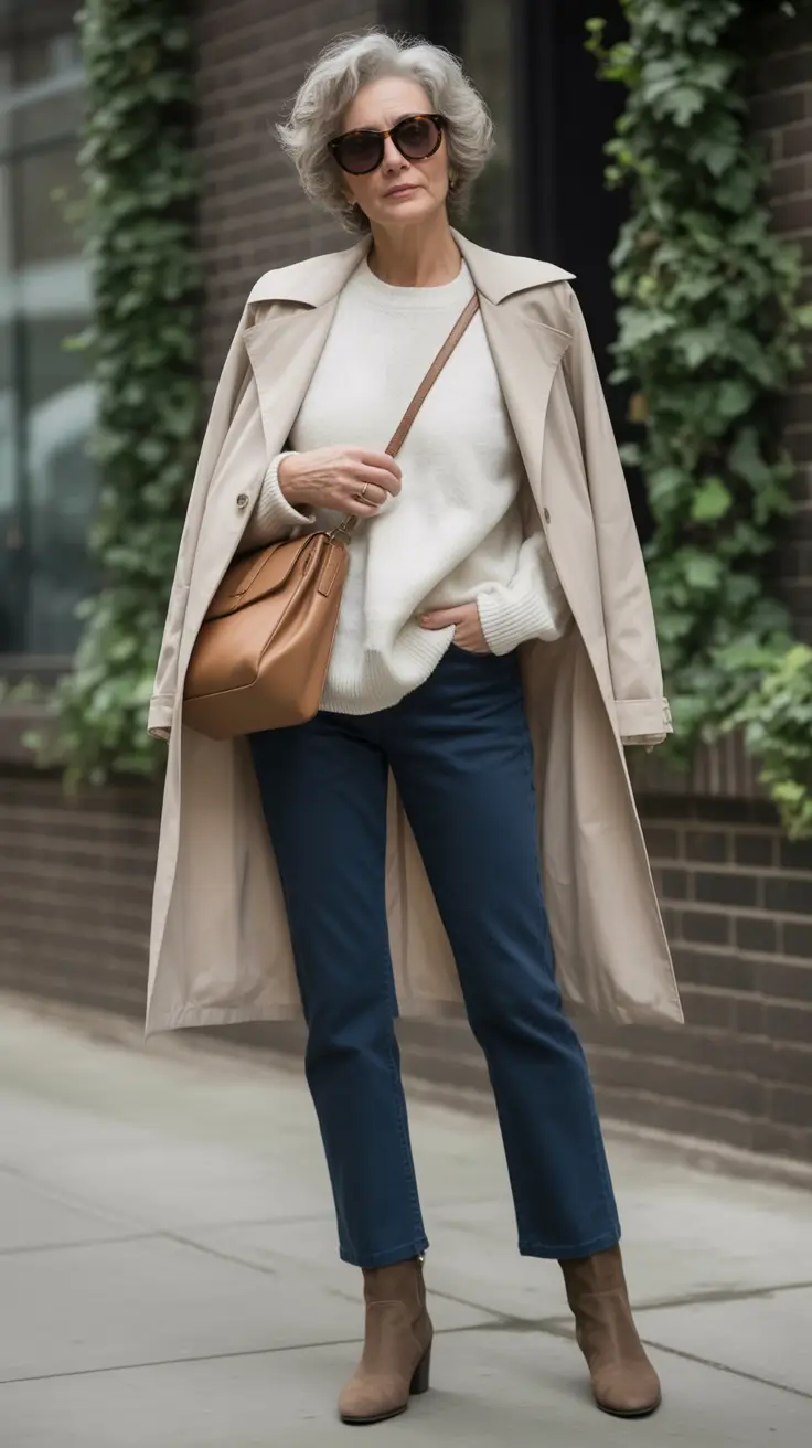 cute fall outfits for women over 60+Soft Creams with Navy Precision