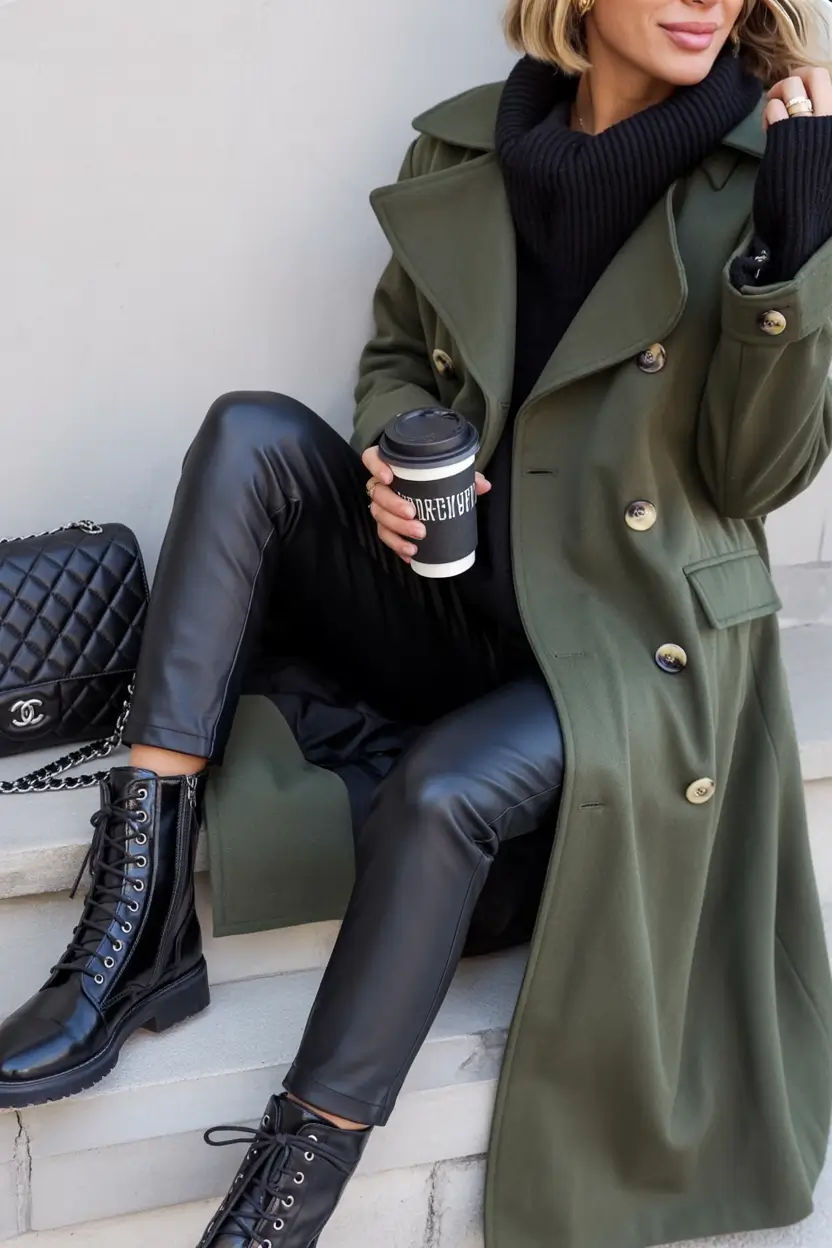 cute fall outfits for women over 60+Olive and Leather: Urban Edge Refined