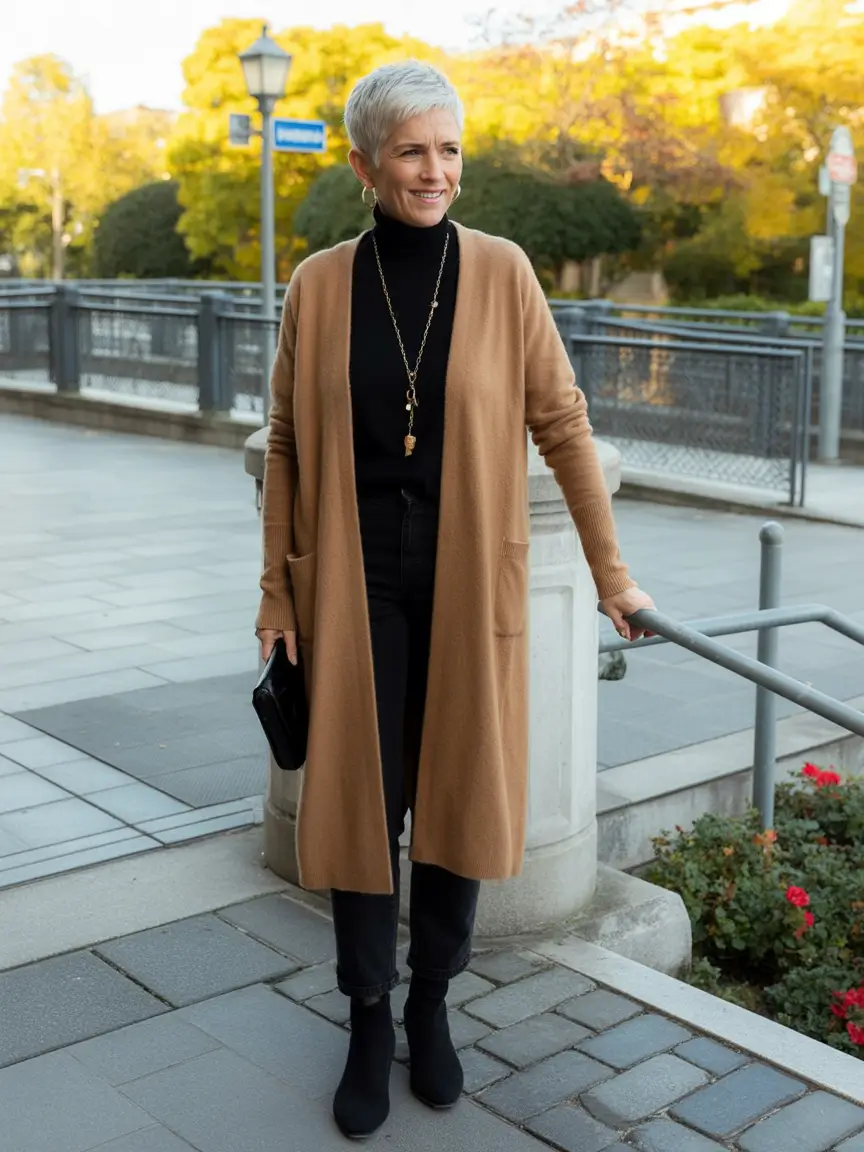 cute fall outfits for women over 60+Streamlined Sophistication in Monochrome