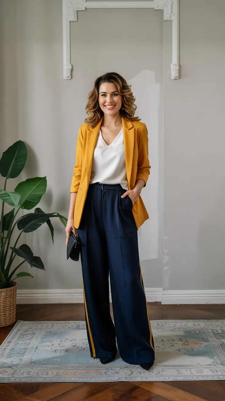 early fall outfits ideas 2025 Tailored Sunshine & Trousers