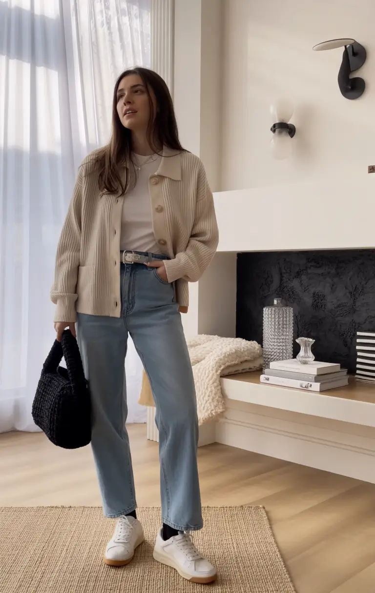 early fall outfits ideas 2025 Scandi Minimalism in Soft Creams