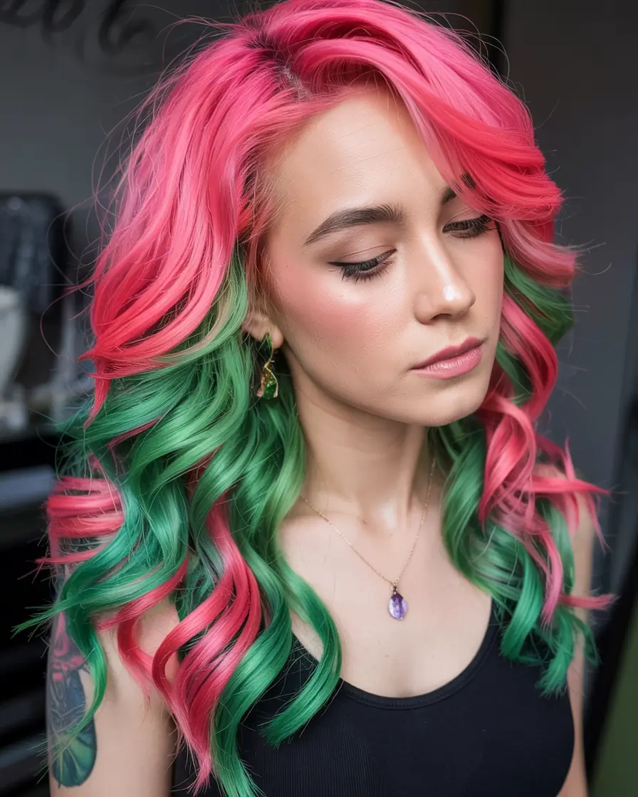 end of summer hair color 2025 Watermelon Sugar Curls