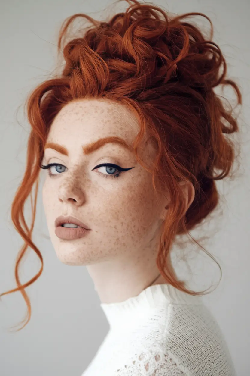 end of summer hairstyles ideas 2025 Soft Ginger Volume Bun