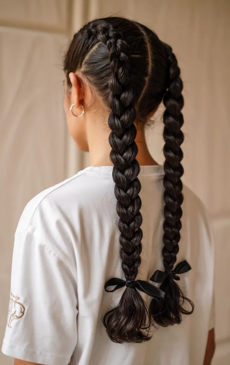 end of summer hairstyles ideas 2025 Back-to-Basics Braided Beauty