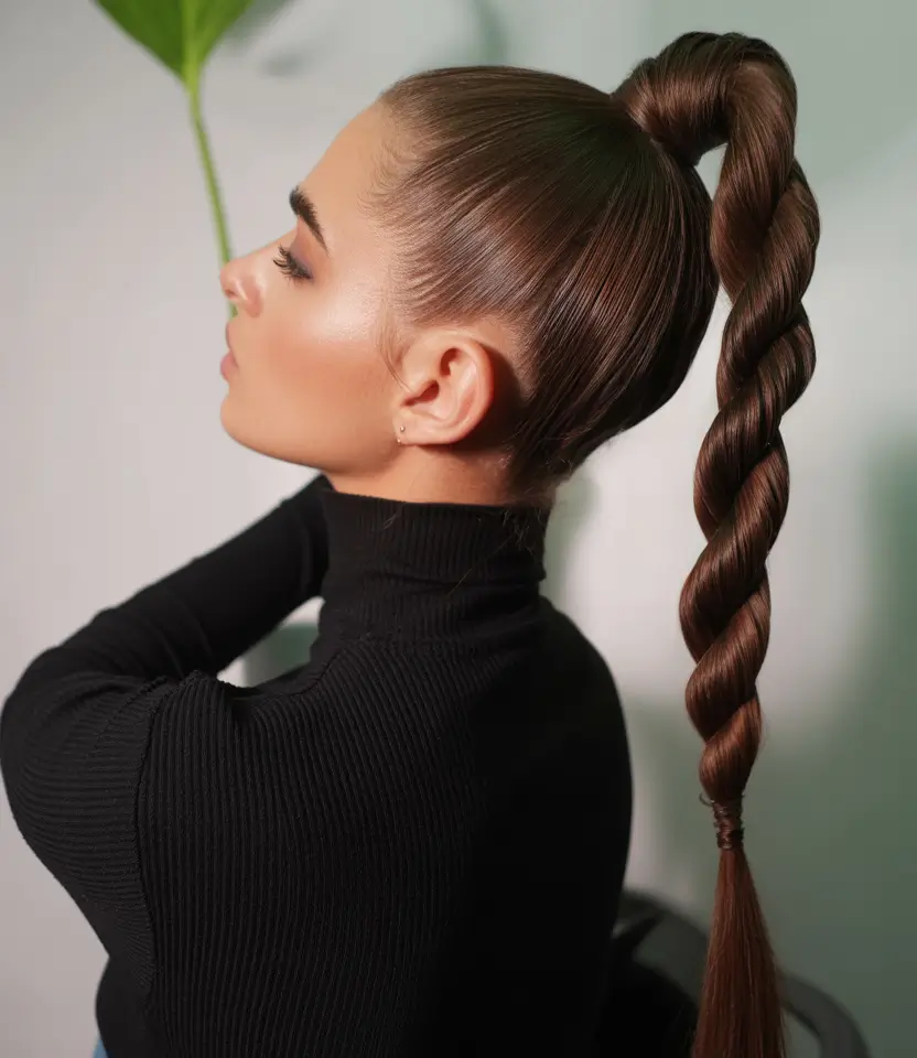 end of summer hairstyles ideas 2025 Slick Twist Pony for Bold Days