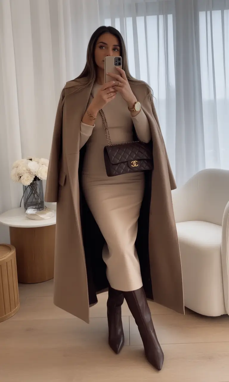 fall 2025 business casual fashion inspiration Café Latte Layers: Cozy Luxe Minimalism