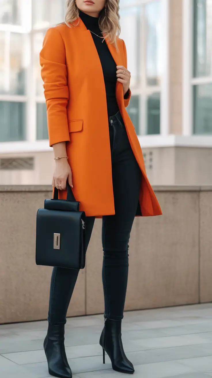 fall 2025 business casual fashion inspiration Orange Blaze: Energy in Every Step