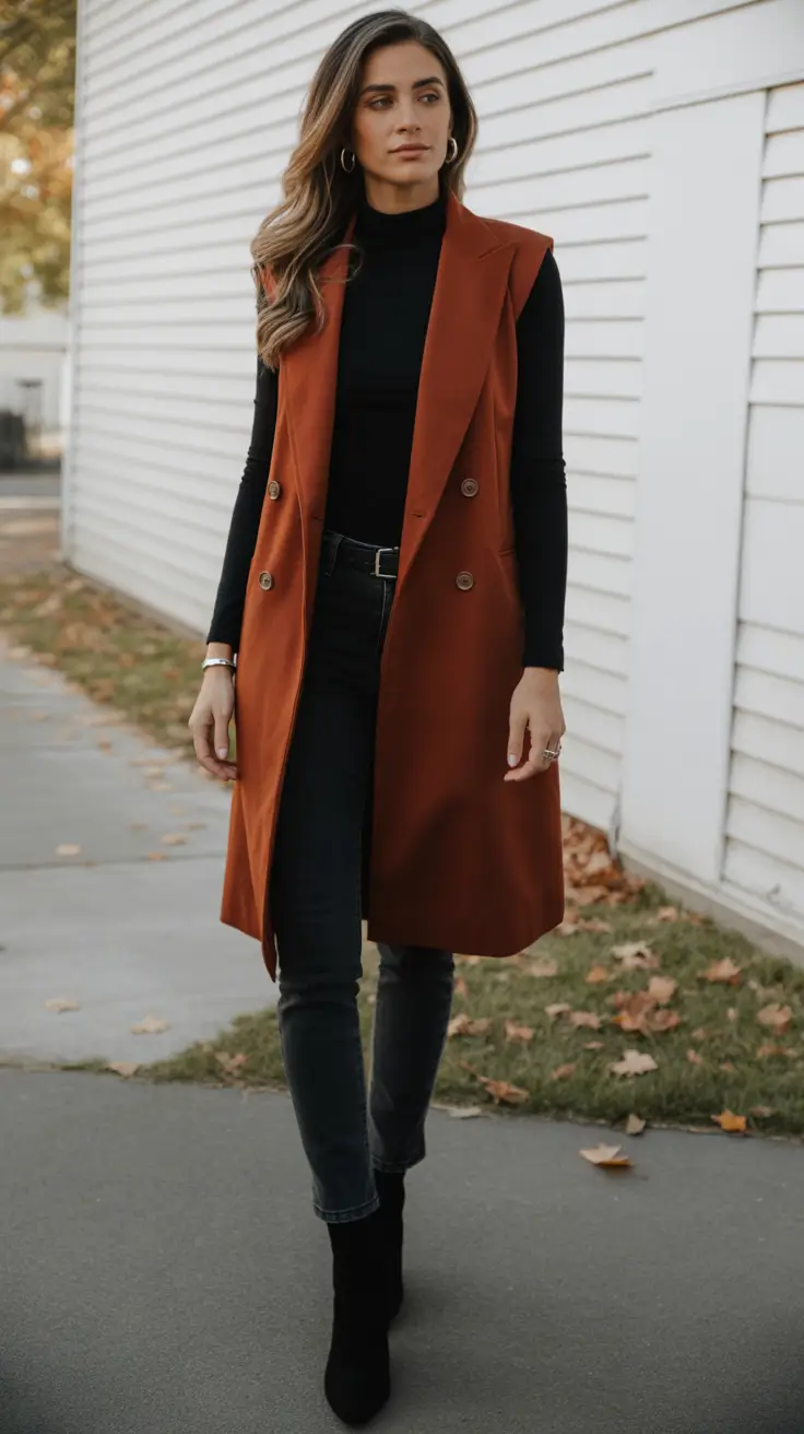 fall 2025 business casual fashion inspiration Rust & Black: Fall’s Most Underrated Power Combo