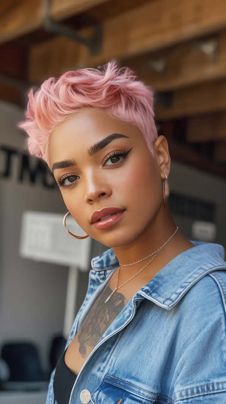Fall hair color for black women Blush Pixie with Soft Texture
