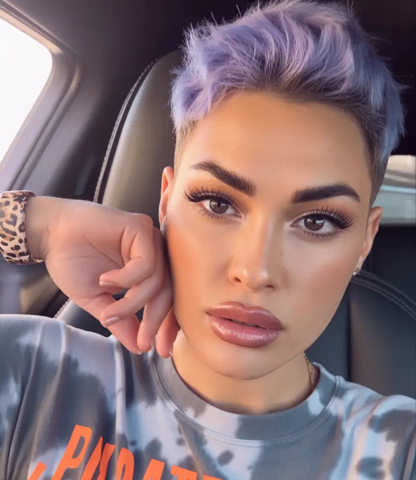 Fall hair color for black women Dusty Lavender Pixie Fade