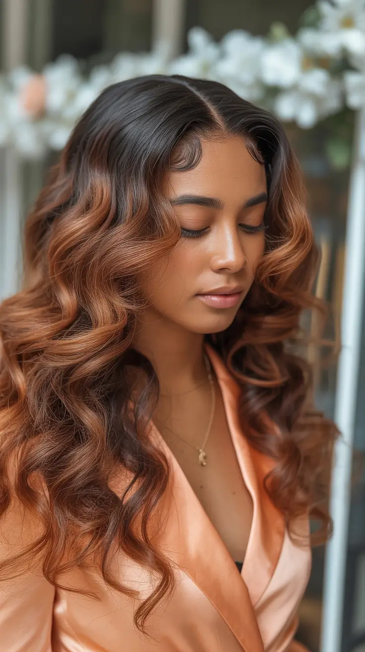 Fall hair color for black women Chocolate-Cinnamon Glam Waves
