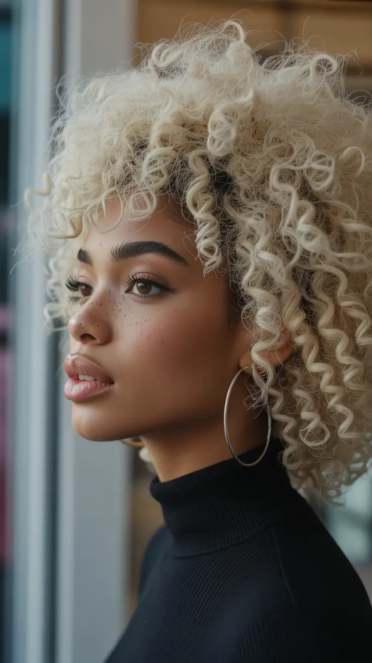 Fall hair color for black women Cloud Blonde Curly Crown