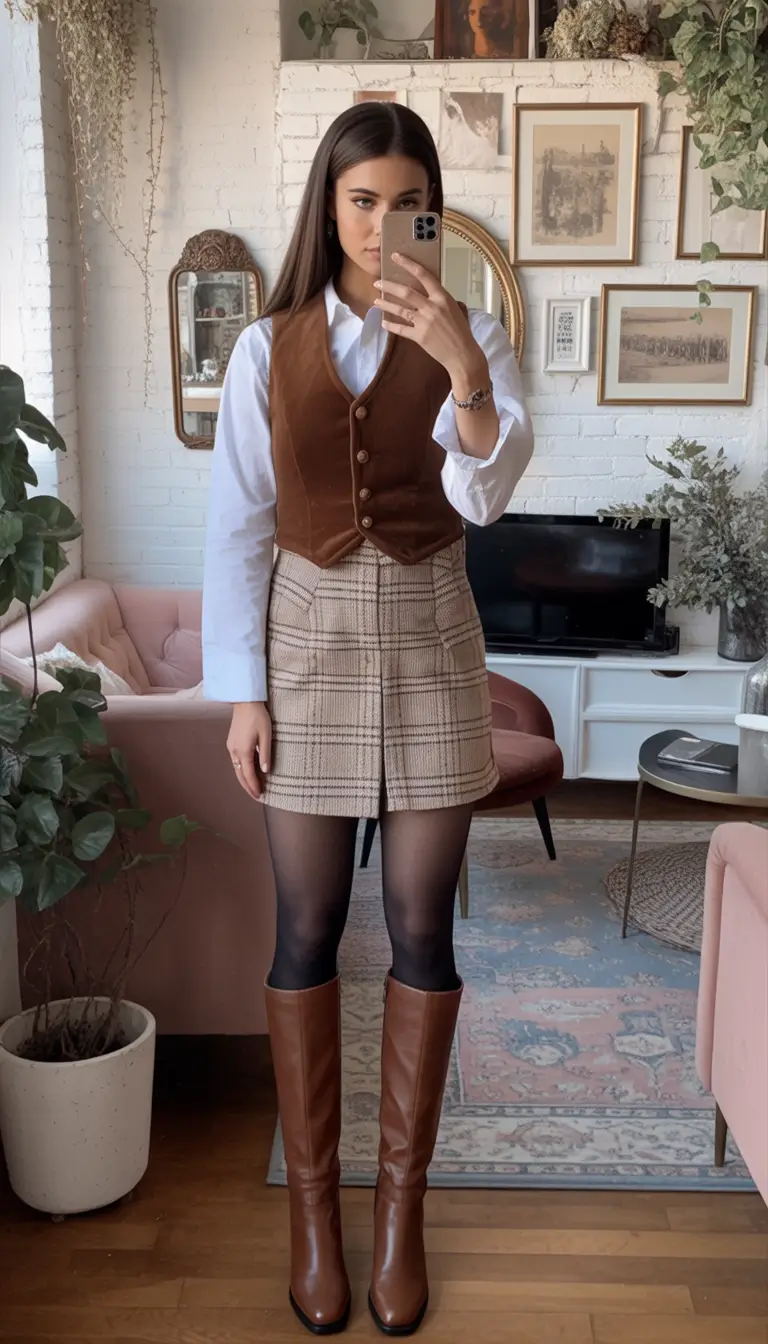 Fall 2025 outfits inspiration for women over 30 Preppy Chic Meets Autumn Academia