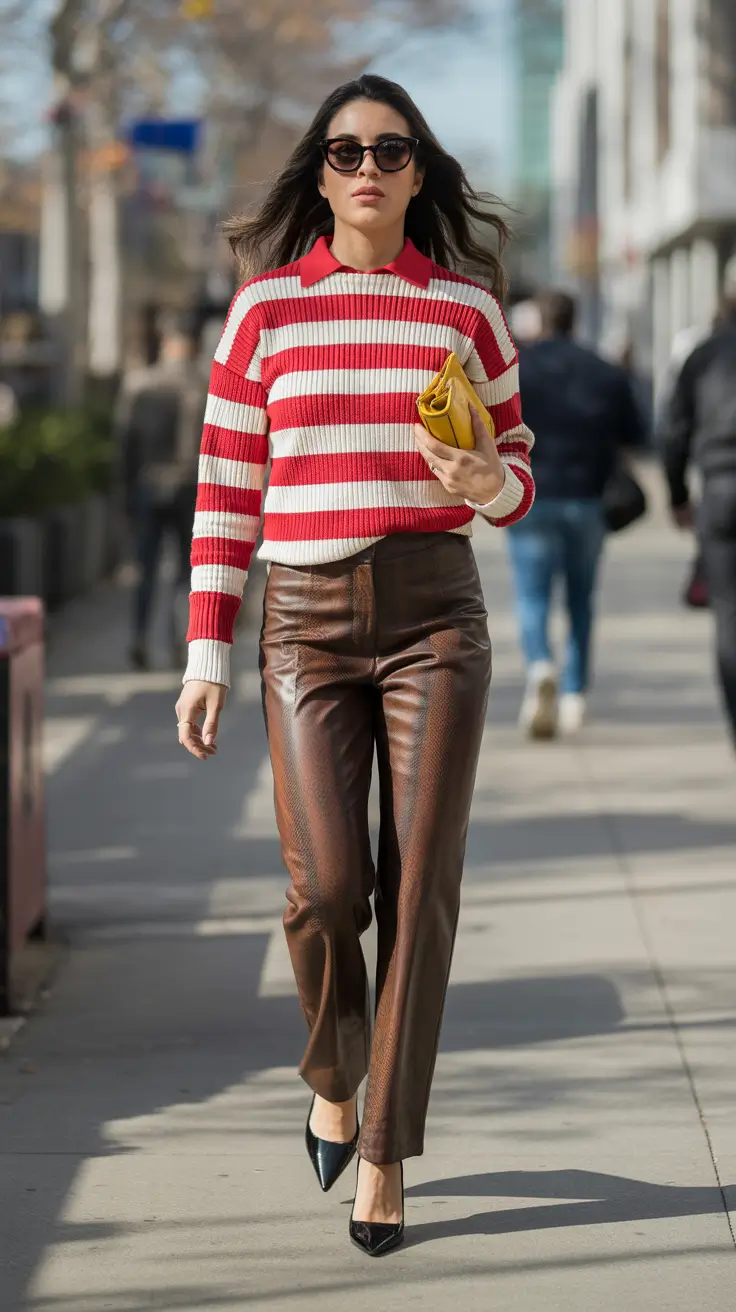Fall 2025 outfits inspiration for women over 30 City Stripes with Serious Sass