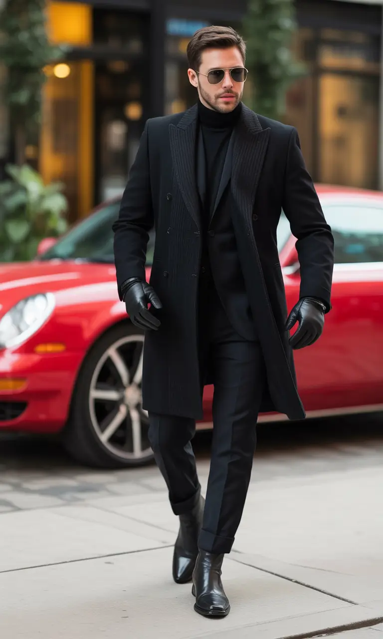 fall business casual styles for men 2025+All Black Power Move