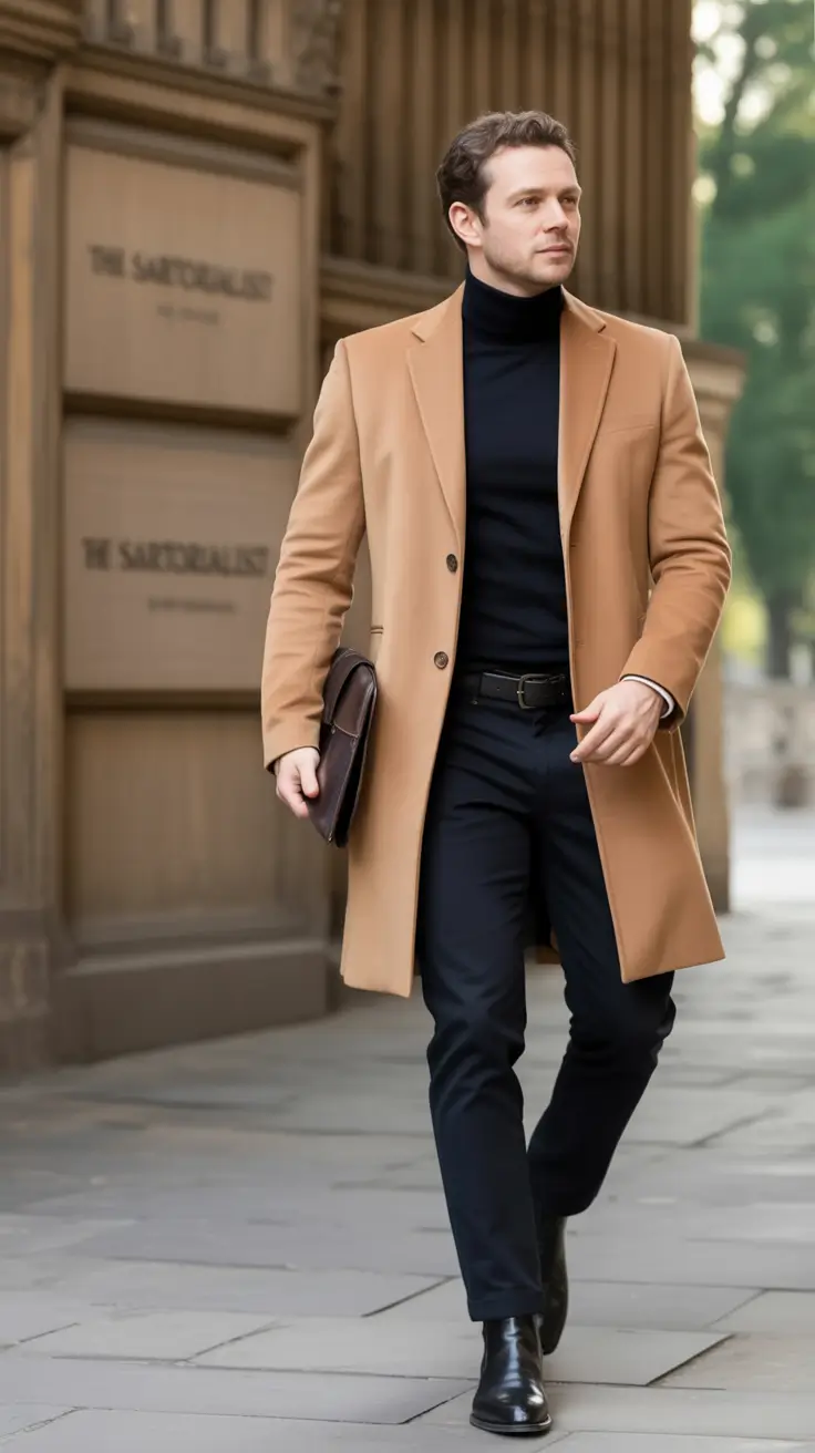 fall business casual styles for men 2025+Classic Camel for a Clean Power Look