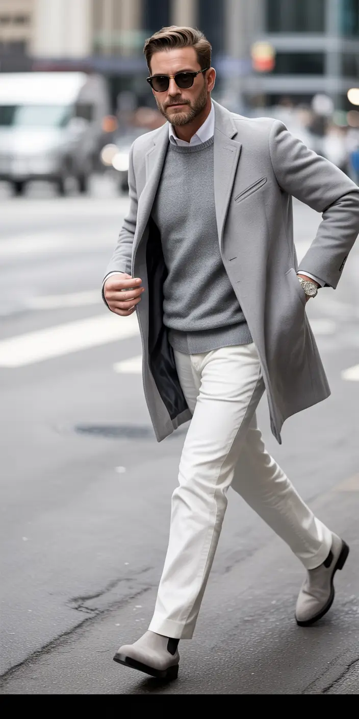fall business casual styles for men 2025+Grey Layers and City Confidence
