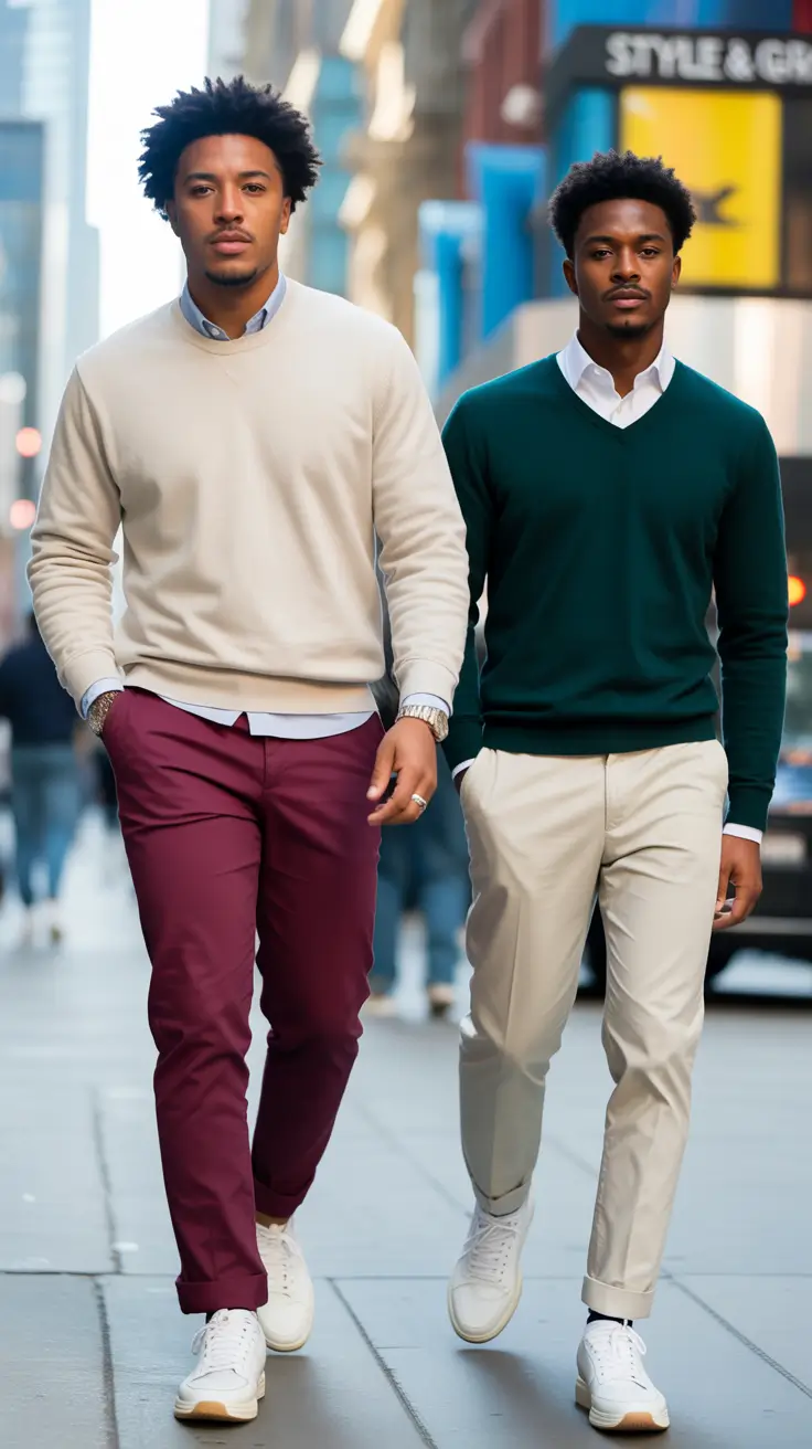 fall business casual styles for men 2025+Twin Takes on Preppy Street Style