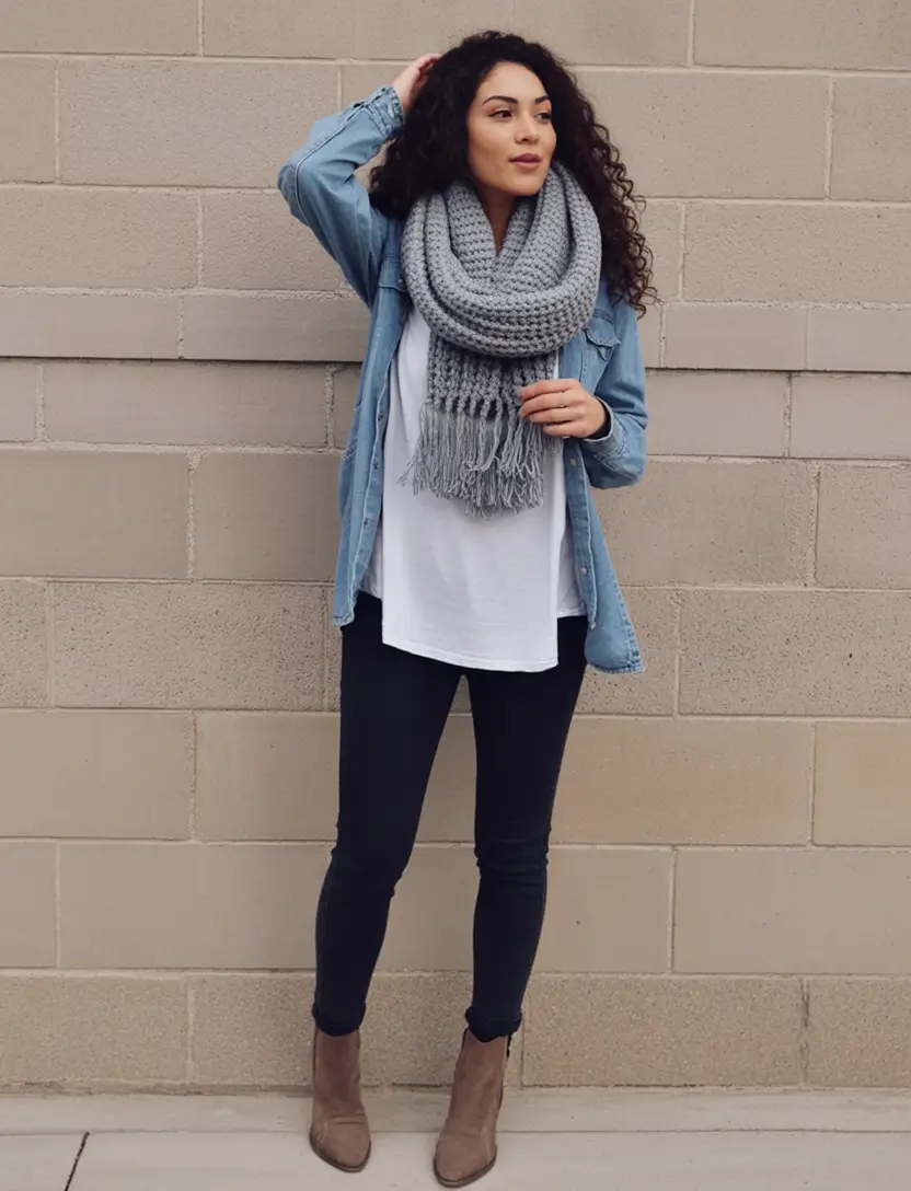 fall outfits ideas 2025 Layer Play: The Denim and Wool Combo