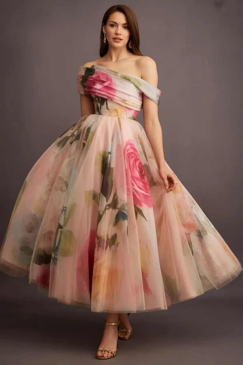 fall wedding guest dress ideas 2025 Painterly Tulle for Whimsical Romance