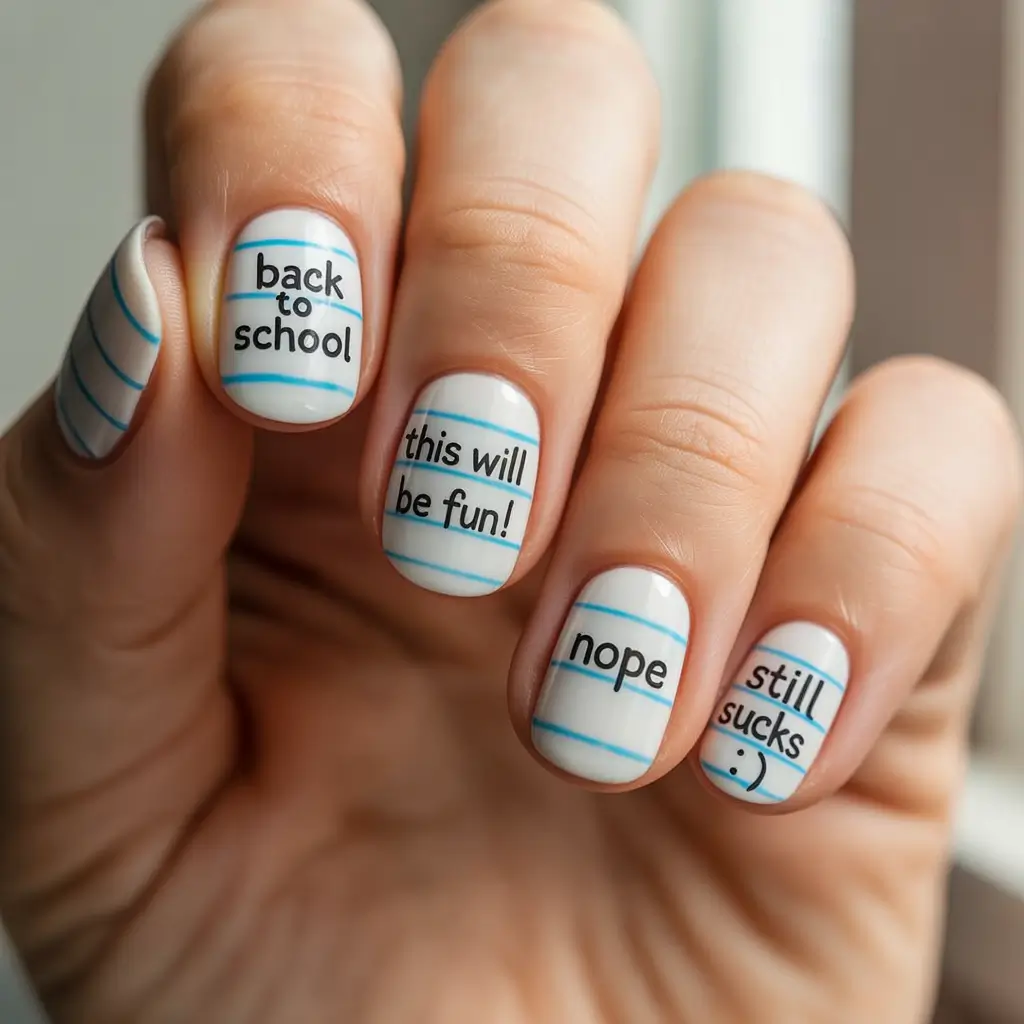 first day of school nails 2025+Sarcasm Meets Stationery