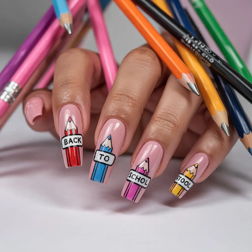 first day of school nails 2025+School Supplies, But Make It Fashion