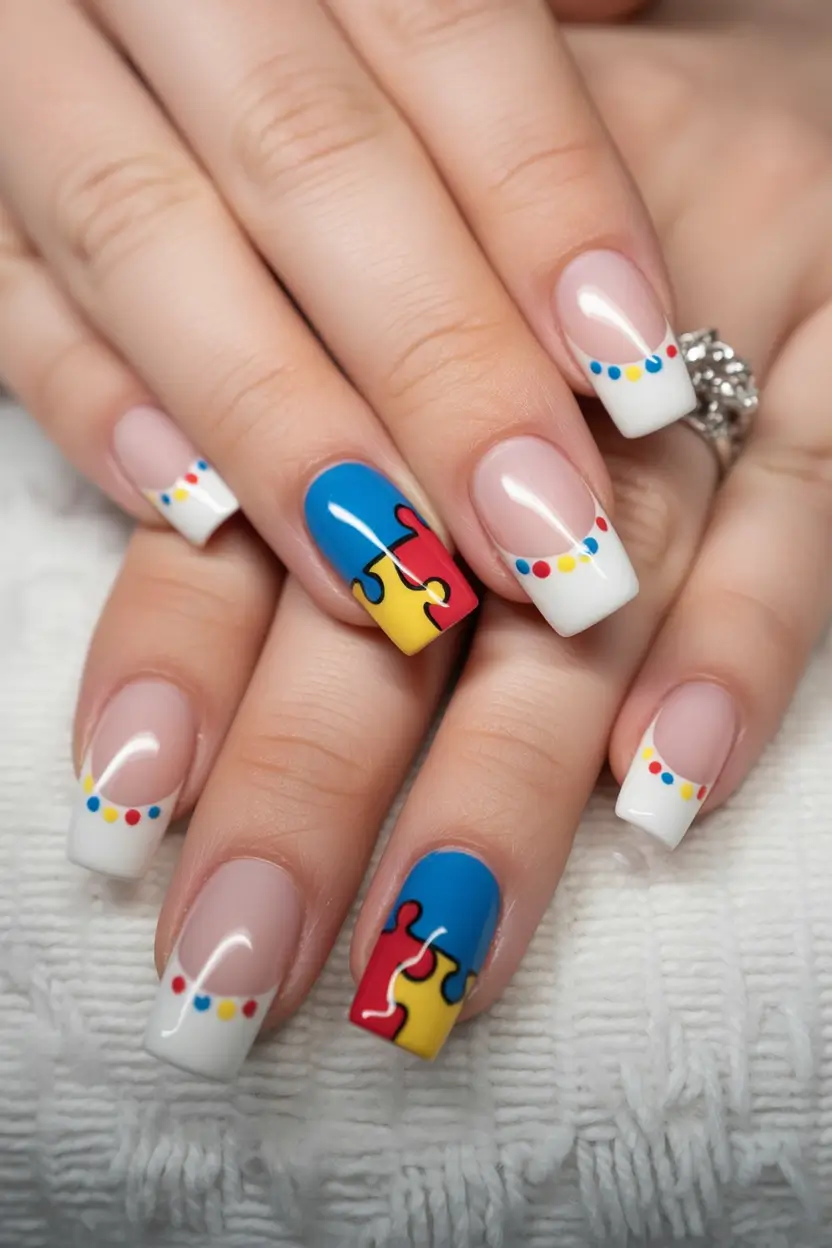 first day of school nails 2025+Puzzle Piece Positivity